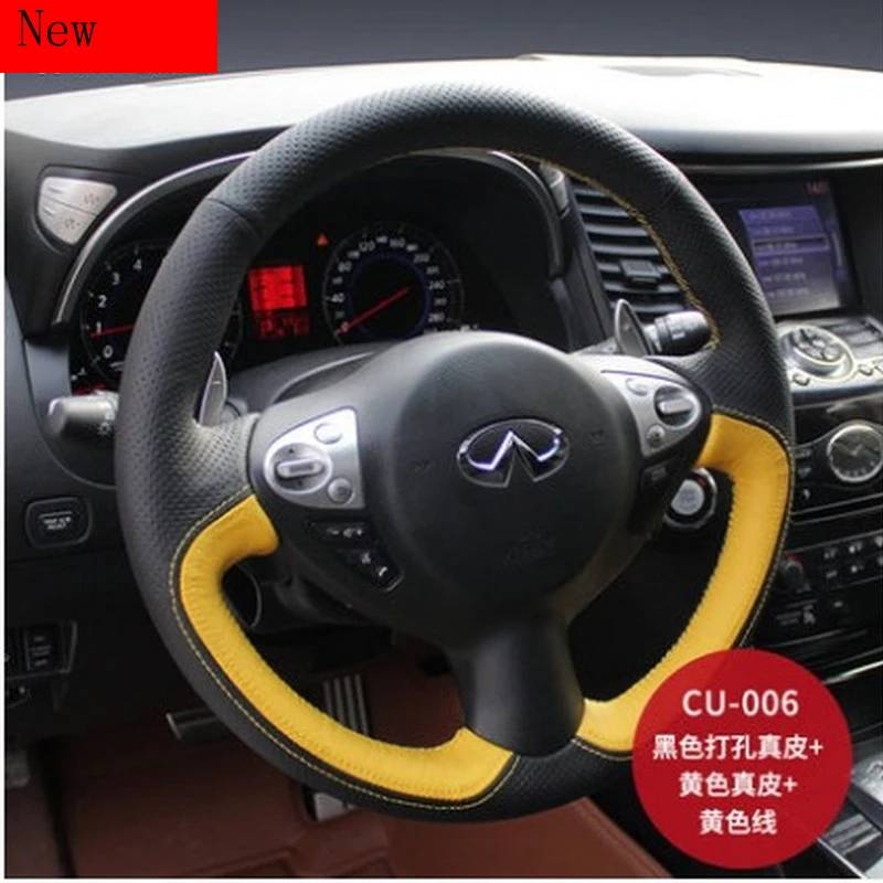 

Hand Sewn Leather Suede Car Steering Wheel Cover Set for Infiniti Q70L QX50 Q60 M25L QX56 Car Interior Accessories