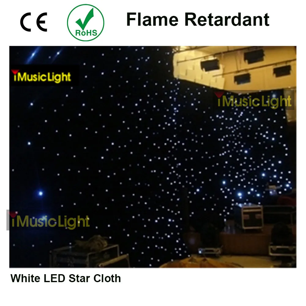 Cortina para estúdio com luz de estrela led, 4m x 8m, cor branca, tecido preto com led para dj, trocador de luz, palco, casamento