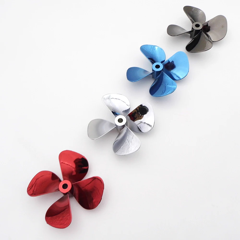 1PC RC Boat Metal Propeller 4-Blades 4mm Shaft Right Left Hand 55mm Prop for RC Boat Fishing Bait Tug Marine Cruise ROV