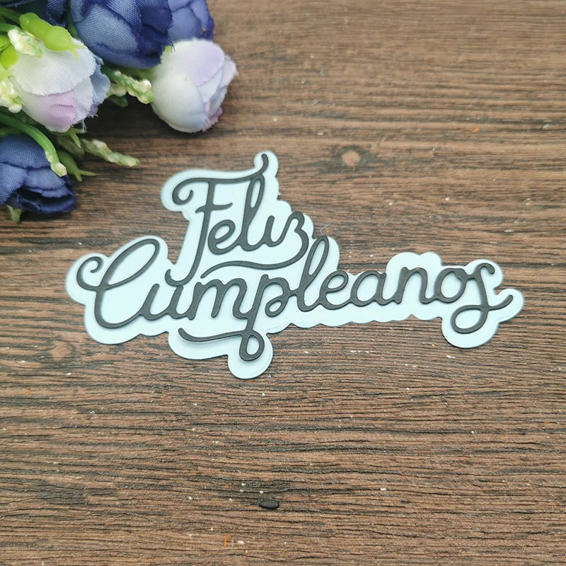 Feliz cumpleaños de la palabra de corte Metal Cutting Dies Stencils For DIY Scrapbooking Decorative Embossing Handcraft Template