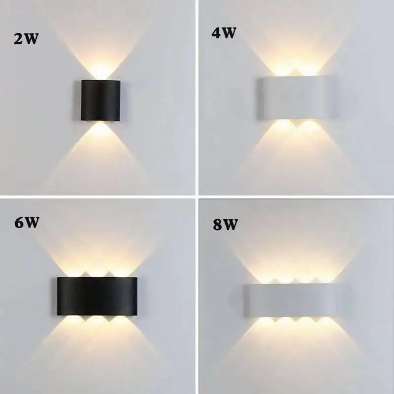 Lampada Da Parete A LED In Alluminio Ha Portato Outdoor Indoor Ip65 Up Imbottiture Bianco Nero Moderno Per La Casa Scale Camera Da Letto Comodino Luce del Bagno