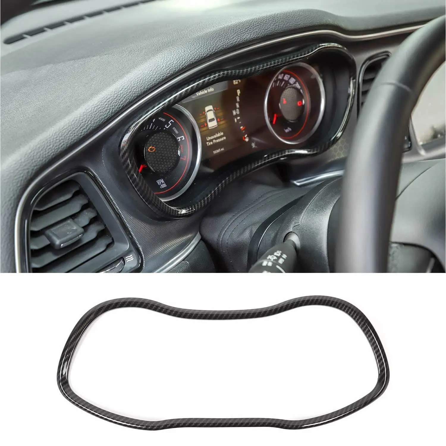 

Instruments Panel Cover Display Frame Decor Interior Decoration Accessories for Dodge Challenger 2015-2019 Carbon Fiber Texture