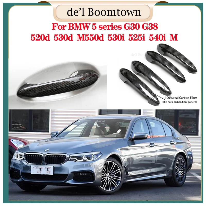 

For BMW 5 series G30 G38 520d 530d M550d 530i 525i 540i M 2018-2020 Car Door Handle Cover accessories 100% Real Carbon Fiber