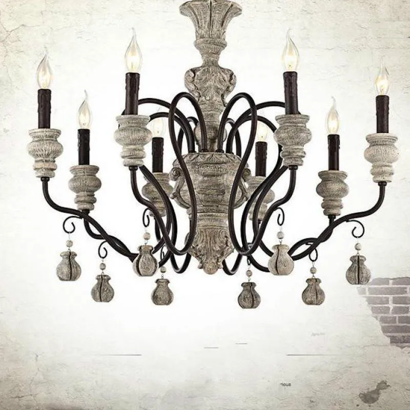 Loft Rustic iron Chandelier Led Candle metal lamp For Bar Dining Room Light Living Room Bedroom light Vintage Rural Chandeliers