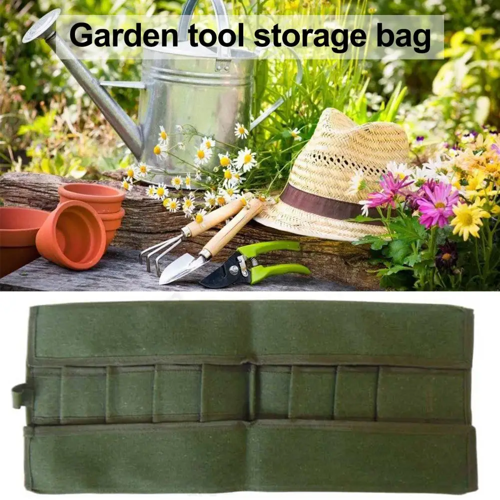 Green Japanese Bonsai Tools Storage Package Roll Bag Garden Repair Tool Pliers Scissors Canvas Tool Set Case Durable