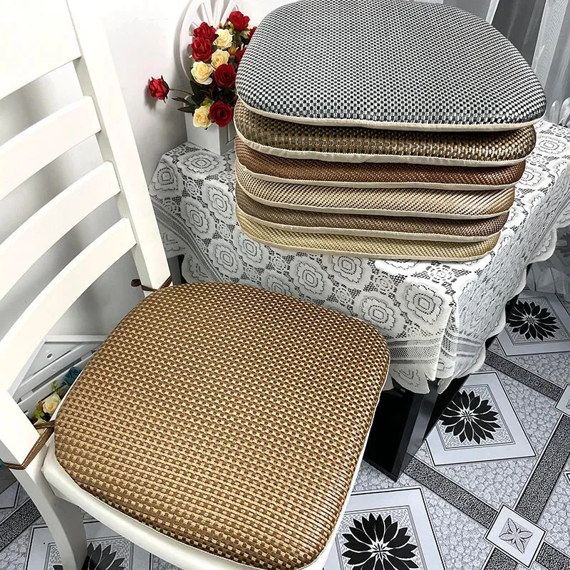 Ice silk Cushion Thickened Non-slip Cushion Horseshoe-shaped Chair Mat Summer Office Chair Mat Detachable Washable Seat Cushion