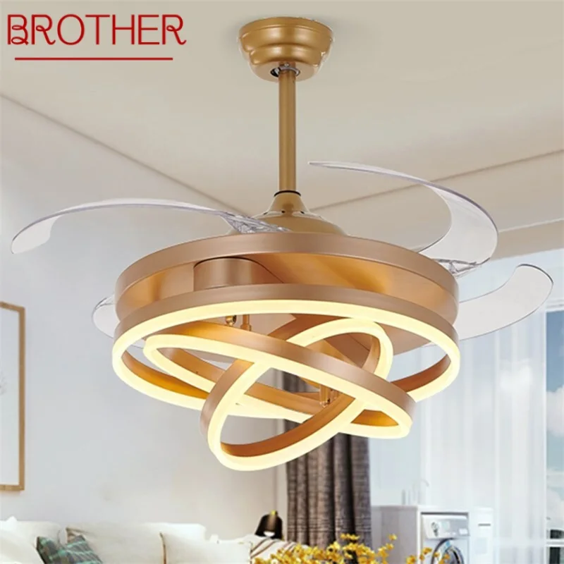 

BROTHER Ceiling Fan Light Without Blade Lamp Remote Control Modern Creative Gold For Home Living Room 120V 240V