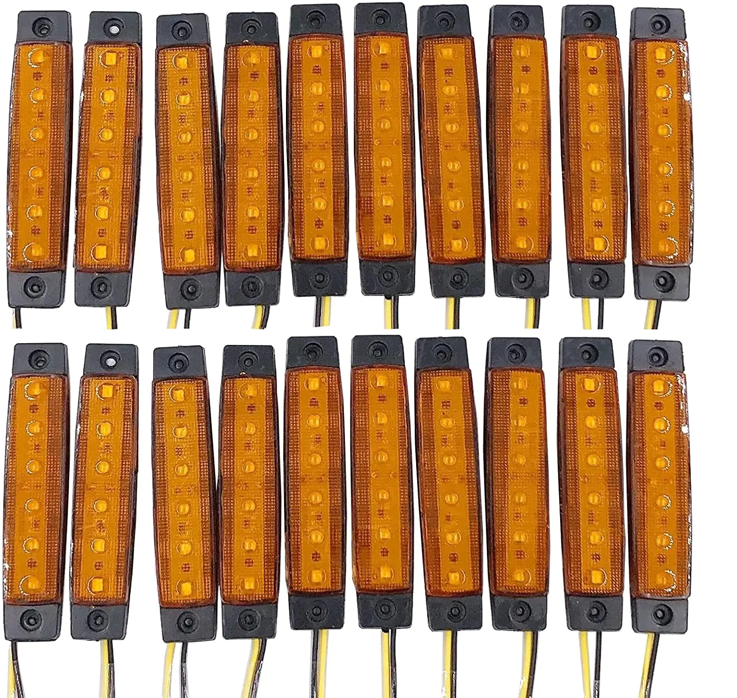 

20pcs 3.8inch Amber 6 Led Marker light Side Marker Indicator Lights Lamp Front Rear Tail Lamp Lights slim side bulbs