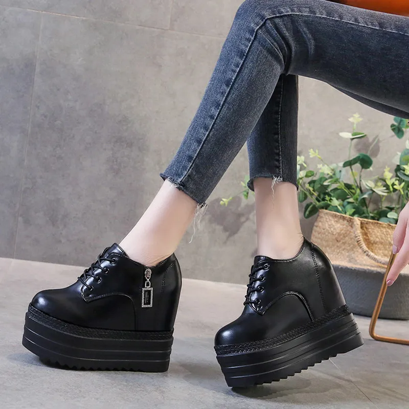 2021White Trendy Shoes Women High Top Sneakers Women Platform Ankle Boots Basket Femme Chaussures Femmes Height Increase Shoes