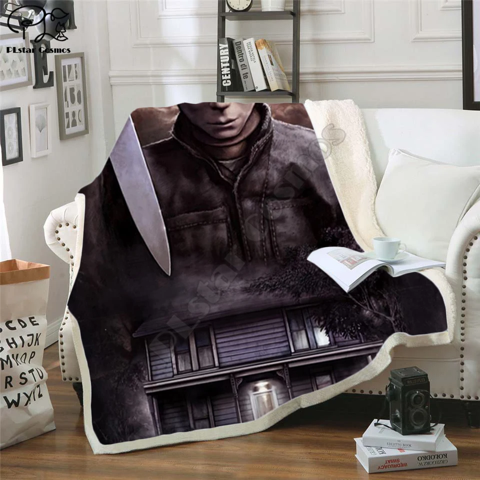 Video Store Horror Section Fleece Blanket Plush 3d Printed for Adults Sofa Sherpa Fleece Bedspread Wrap Throw Blanket style-1