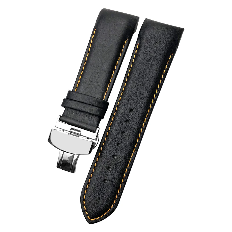 Genuine Leather Watchband 22mm 23mm 24mm fit for Tissot T035617 T035 Watch Black Cowhide Strap Butterfly Clasp Man Bracelets