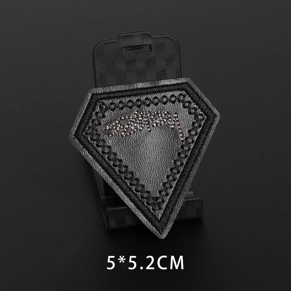 PU Leather Black ironing Embroidery Patches Rock Paper Scissors Clothing Biker punk Decorative  Applique Armbands badge