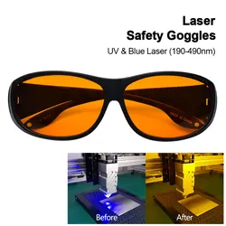 190-490nm OD4+ Laser Safety Goggles Protective Glasses Shield Protection Eyewear For 405nm UV Laser 450nm Blue Laser