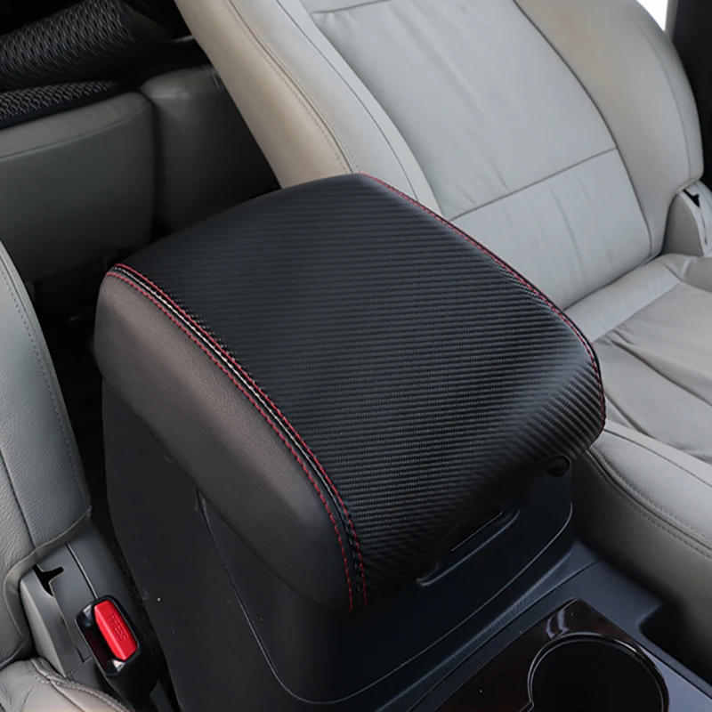 For Mitsubishi Pajero Armrest Box Cover V97 V93 V87 V77 V73 Carbon Fiber Car Anti-dirty Pad PU leather Protection Accessories