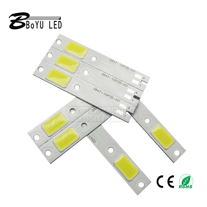 10pcs led car headlight csp COB H7 30chip led 9V 6000-6500k motorcycle car light C6 S2 F2 light source lamp beads 08*47mm