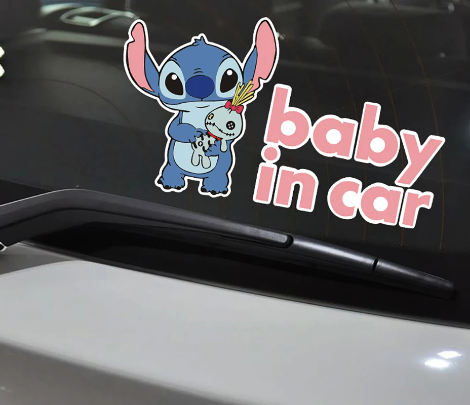 Kawaii Stitch Car Sticker Styling Waterproof Auto Baby In Car Window Driving Lilo And Stitch Decals Windshield Accessories