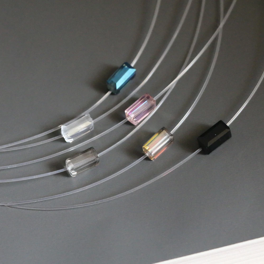 Simple Small Clear Color Red Acrylic Geometric Bar Choker Necklace Cute Transparent Fishing Line Chain Neck Clavicle Jewelry