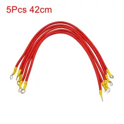 X Autohaux 2/5/10pcs 27/42/45cm DC 12/24V Red Car Battery Ground Wire Electric Conduction Stable Voltage Cable Car Accessories