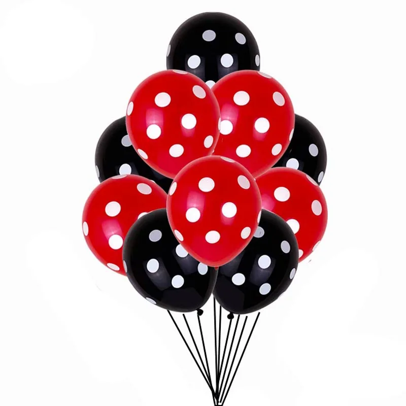 100 Pcs 12 Inch Latex Balloons Black and Red with White Polka Dot Balloons for Wedding Decorations Birthday Party Supplies