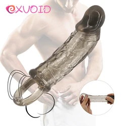 EXVOID Penis Sleeve Silicone Crystal Cock Ring Penis Extender Enlarger Delay Ejaculation Vagina Stimulate Sex Toys For Men