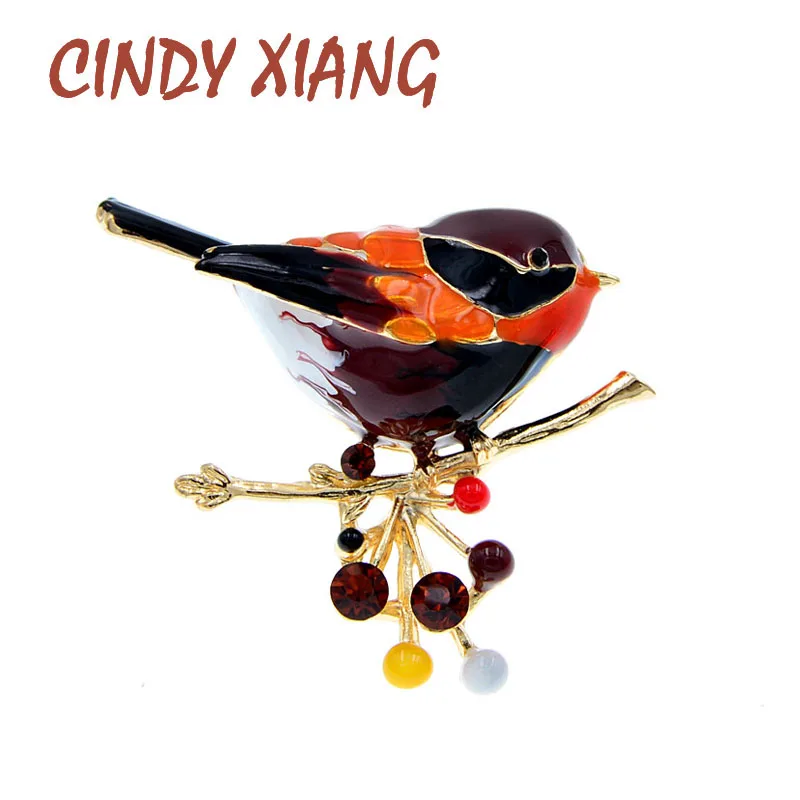 CINDY XIANG Enamel Bird Brooches For Women Beautiful 3D Desgin Spring Pin 4 Colors Available Fashion Jewelry New 2021