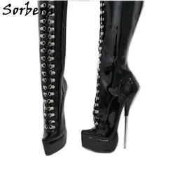 Sorbern Custom 21Cm ballerine in metallo cavallo coscia alta Fetish scarpe piattaforma Drag Queen Crossdresser Bdsm larghezza gamba personalizzata