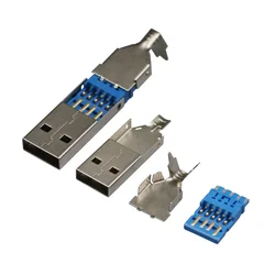 10pcs/lot DIY USB 3.0 male connector jack soldering type socket 3 in 1 for DIY USB 3.0 Cable