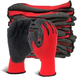 Guantes de trabajo de goma recubiertos de nitrilo para hombre y mujer, manoplas protectoras para Mecánica de jardín, 6/12 pares, gran calidad, 2021