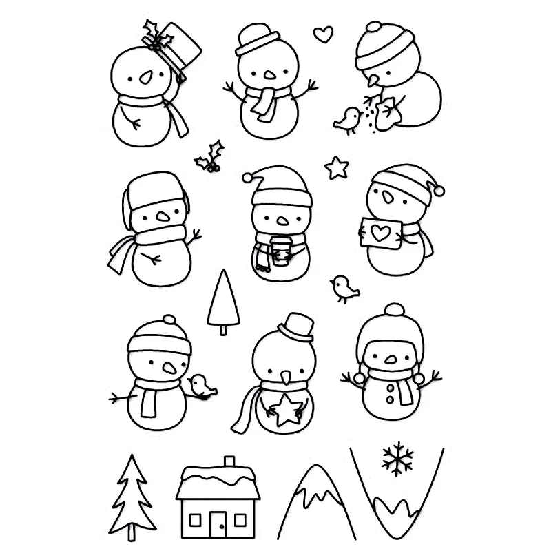 2pcs/lot Frosty Littles Stamp Cute Snowman Clear Stamps set and Coordinating Metal dies for DIY Scrapbooking Card Craft 2020