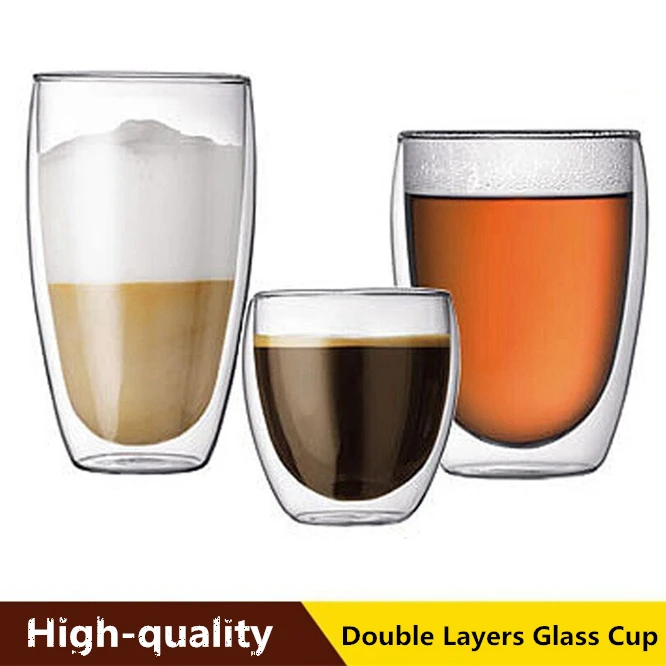 

10PCS 80ML Double Wall Glass Cup Clear Resistant Handmade Mini Tea Mug Coffee Milk Juice Healthy Drink Double Layer Glass Mug