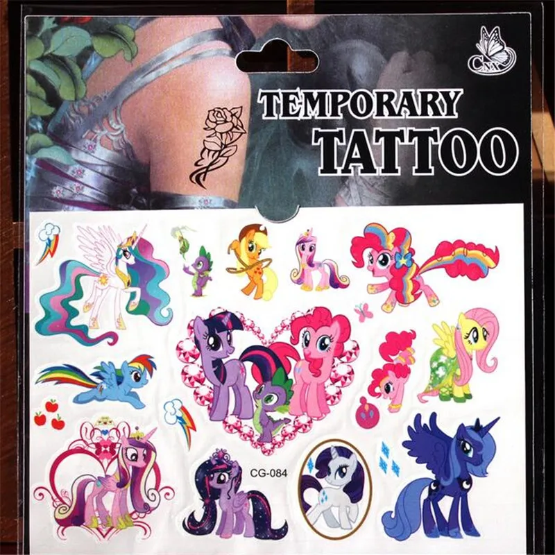 Calcomanías de dibujos animados de conejo, calcomanías de tatuajes temporales de 2 piezas, arte corporal, Flash, impermeable, pequeño caballo,