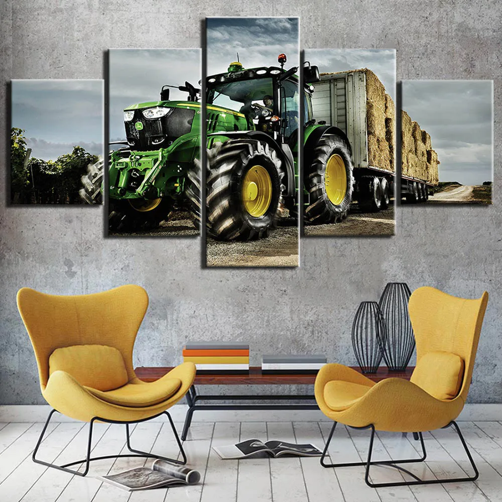 5 Panel Tractor Farm Industrial Farming Wall Art Canvas Posters Pictures HD Prints Paintings Home Decor Accessories Living Room