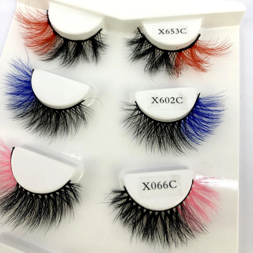 New Color Mink Lashes Wholesale 4 pairs 3D Colored Eyelashes Luxury Dramatic 100% Cruelty Free In Bulk Colorful false lashes