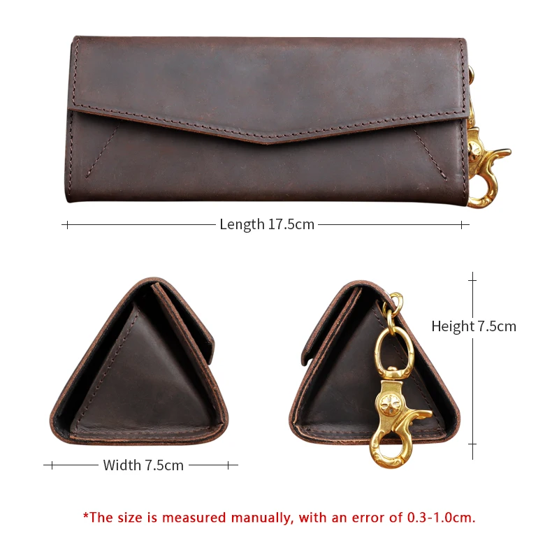 Genuine Leather Foldable Triangle Glasses Case Handmade Sunglasses Holder Eyeglasses Display Shades Eyewear Unisex