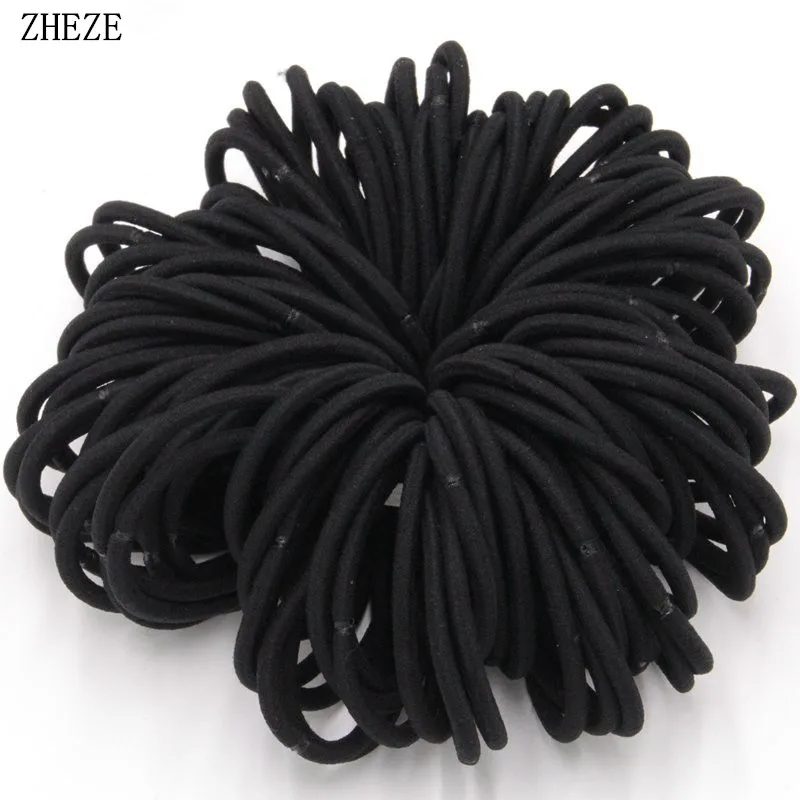 100Pcs/Lot NEW Rope Elastic Hair Ties 4mm/2mm Thick Hairbands Girl's Headbands Girls DIY Accessories Headwear