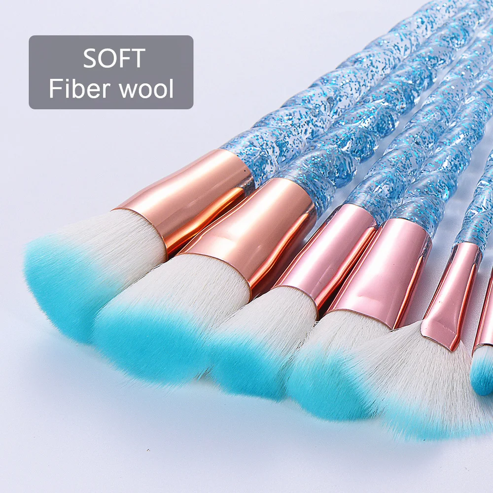 10Pcs Crystal Makeup Brushes Set Foundation Powder Blush Highlighter Eyeshadow Eyebrow Brush Cosmetics Blending Make Up Tools