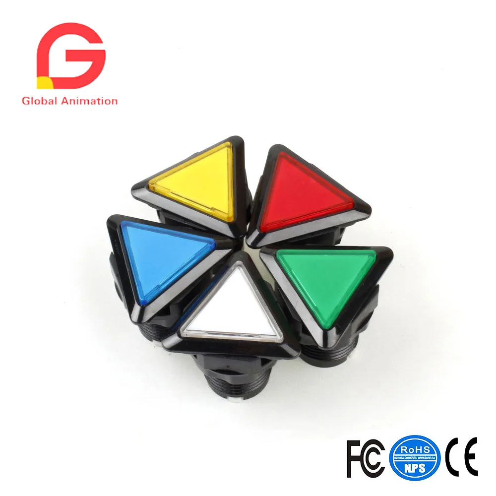 Triangle LED Illuminated Push Buttons with Micro Switch for Arcade Machine, Games Kits, 10 PCs/Lot