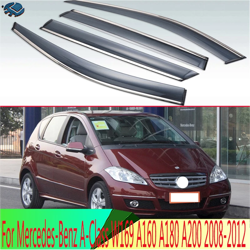 

For Mercedes-Benz A-Class W169 A160 A180 A200 2008-2012 Plastic Exterior Visor Vent Shades Window Sun Rain Guard Deflector 4pcs