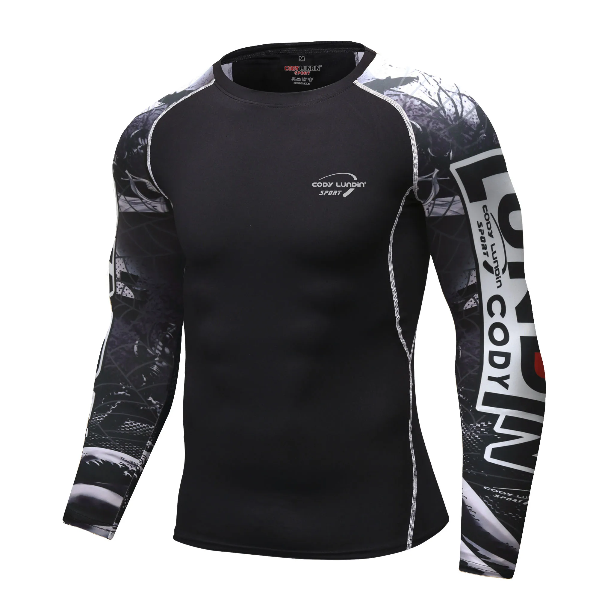 CODY LUNDIN Men's Patchwork UV Protection UPF 50+ Skin Sunscreen Long Sleeve Rash Guard For men Swim Surf Compression Male Shirt