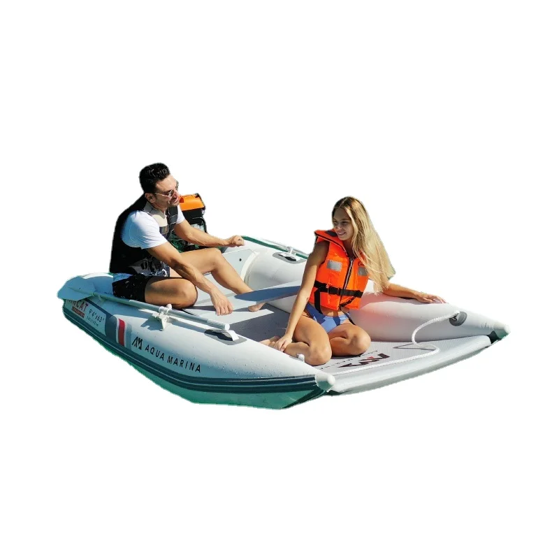 AQUA MARINA 2021 NEW AIRCAT Inflatable Yacht Wide Deck Lightweight 4-5 Persons PVC Speedboat Rubber Sports Boat With OarCD