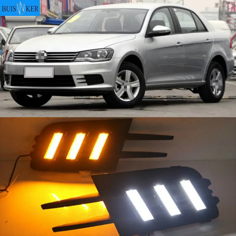 

2PCs/set 12v LED DRL Daylight For Volkswagen Bora 2013-2015 Daytime Running Lights Car LED Fog Lamp covers Car styling