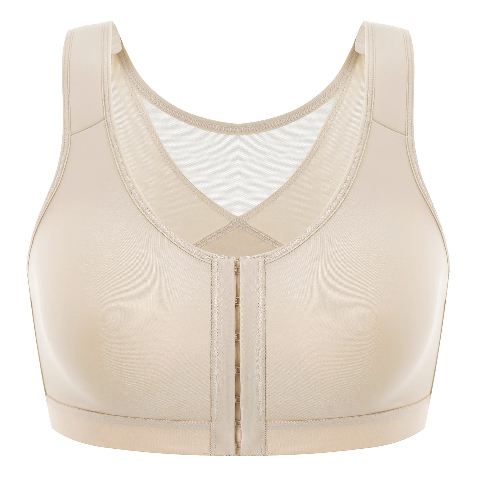 MELENECA Women's Front Closure Posture Bra Wirefree Post Surgery Plus Size Back Support