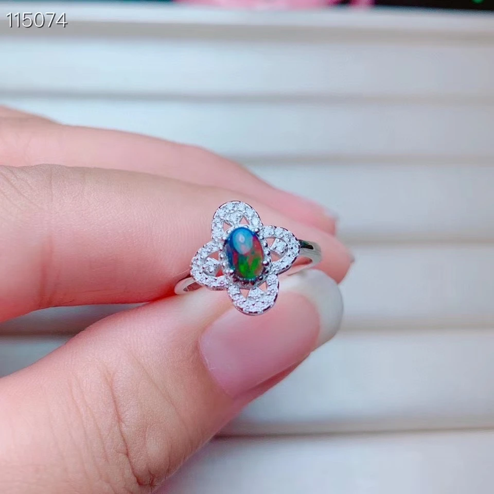 KJJEAXCMY fine jewelry 925 sterling silver inlaid natural Black opal earrings ring pendant luxury girl suit support test