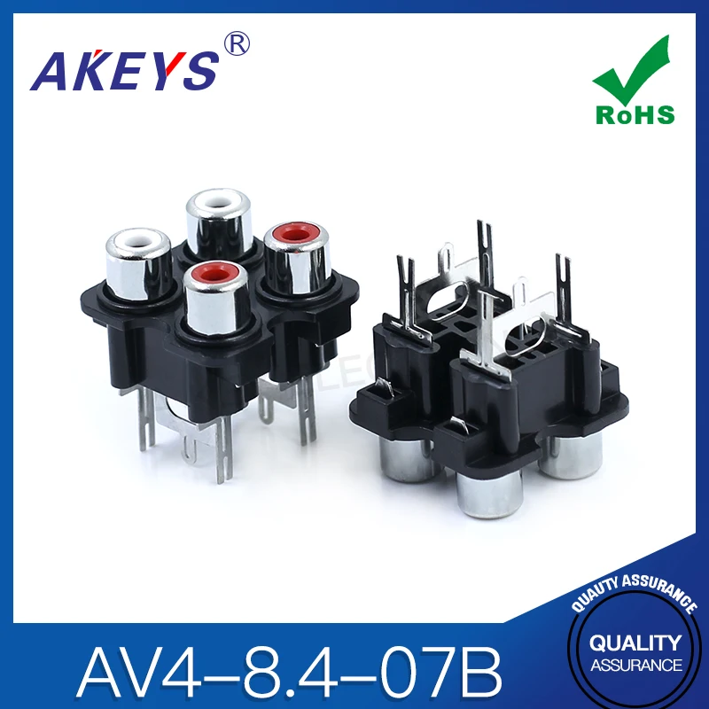 AV single core socket 6-pin RCA socket 4-hole PCB soldered audio and video lotus AV4-8.4-07B