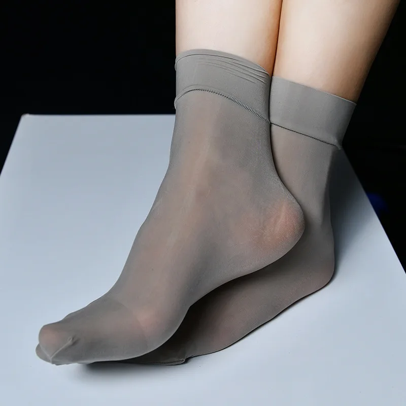 Sexy Ultra-Thin Transparent Socks Women Oil Shiny Glossy Elastic Ankle Socks See Through Sissy Unisex Sheer Smooth Socks