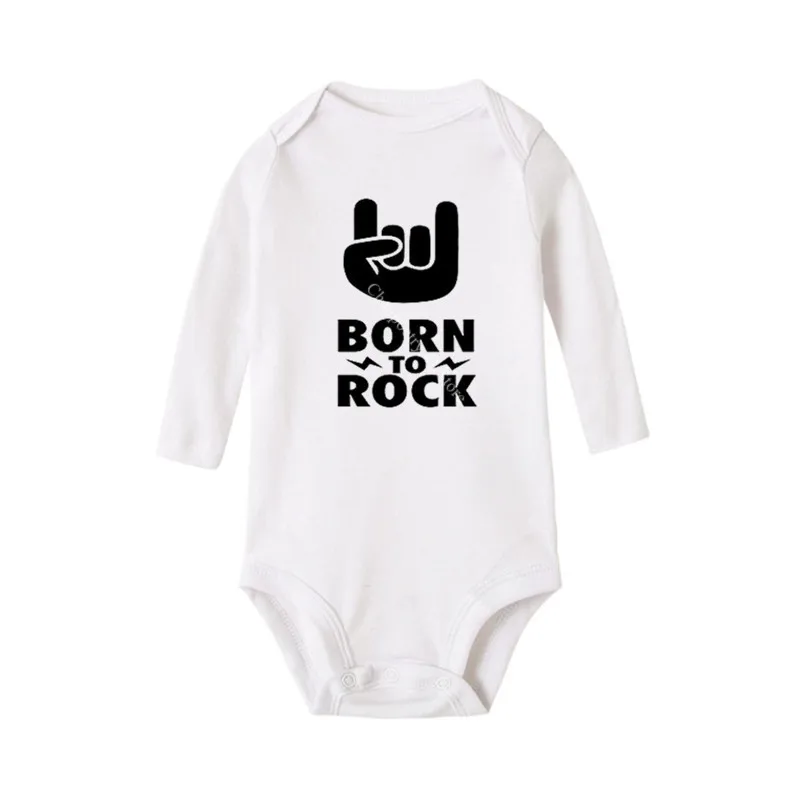 Born To Rock Newborn Baby Long Sleeve Cotton Baby Bodysuit Cute Baby Boy Clothes Jumpsuit Infant Outfit Baby Body Rock Outfits