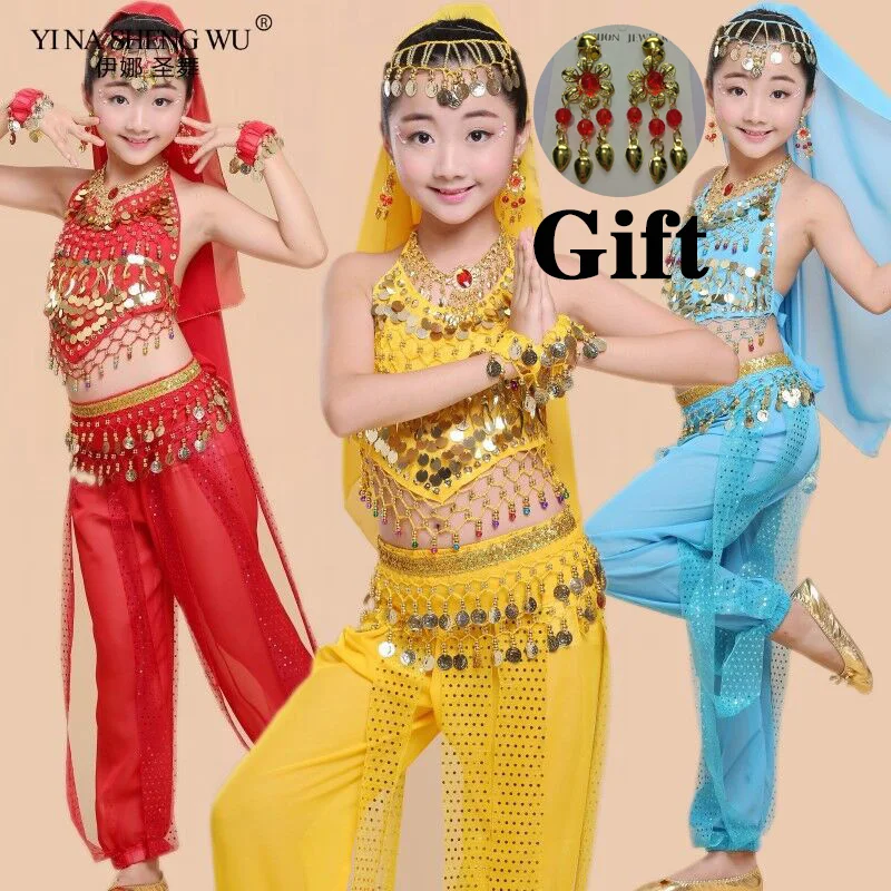 Costumes de danse du ventre indiens pour enfants, ensemble de danse du ventre pour filles, vêtements de danse du ventre pour enfants, 6 couleurs, financièrement