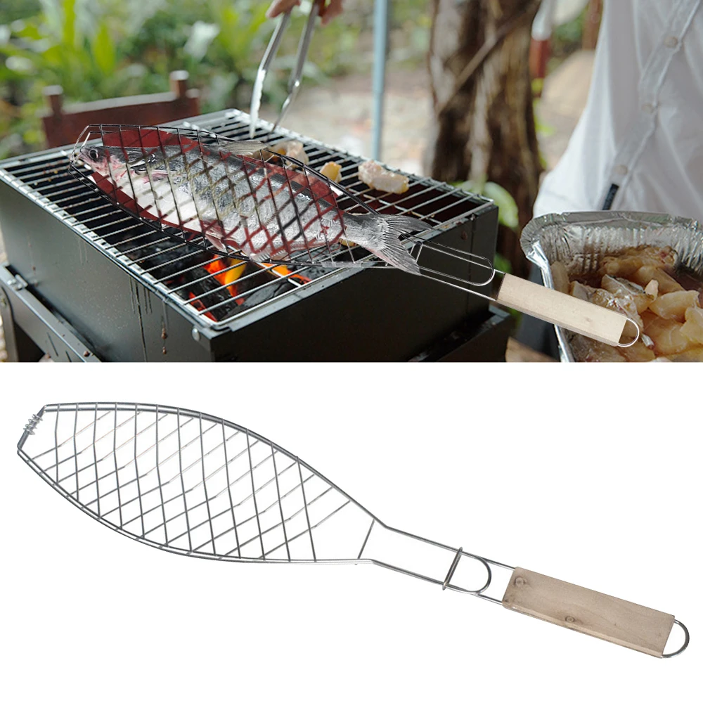 Roasting Fish Grilling Basket Vegetable With Folding Handle DIY Flexible Nonstick Outdoor Barbecue Tool Portable Burger Mesh