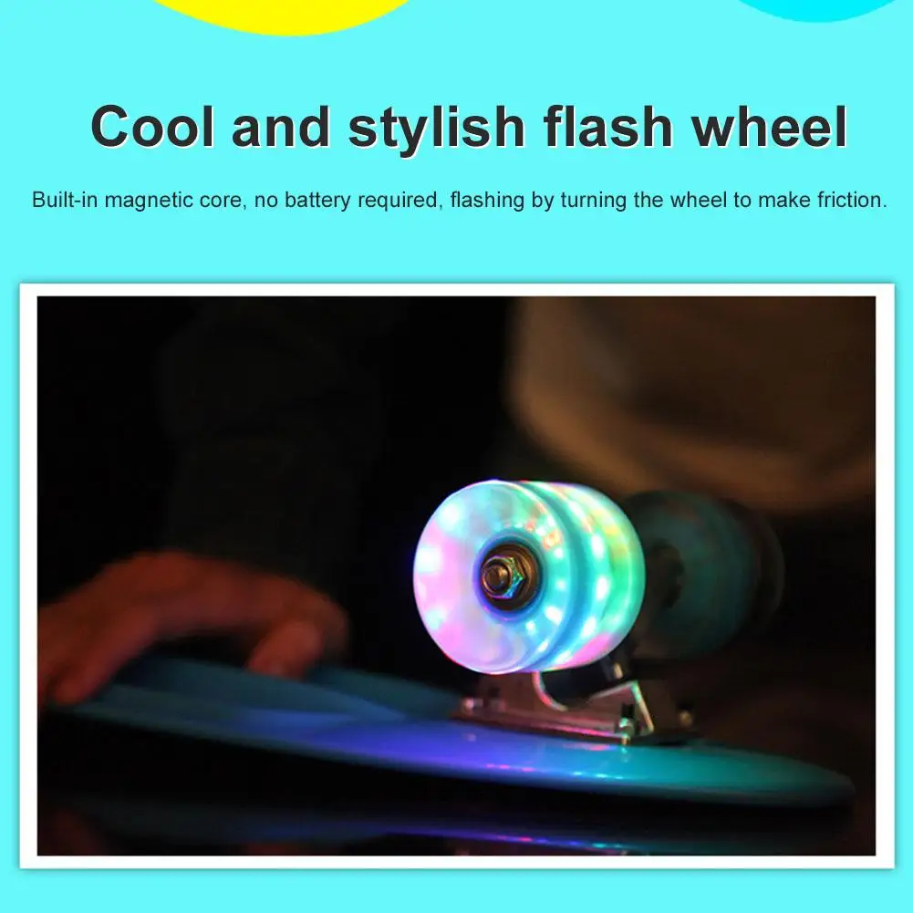 22 Inch Cruiser Board Kids Skateboard with LED Light up Wheels Perfect for Kids Teens Adults