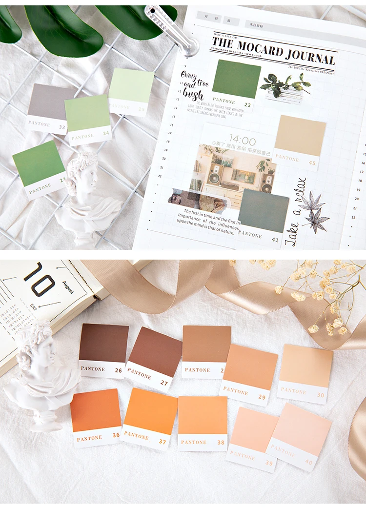 45pcs Pantone Stickers Set 44mm Mini Color Card Sticker Label Tag Decoration Seal Journal Diary Book School Student Gift A6398